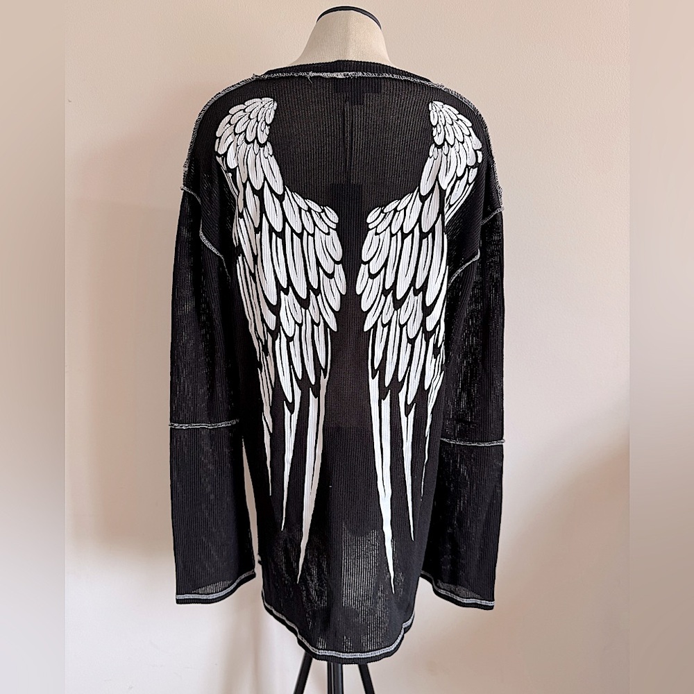 WIDOW DOLLS KILL Punk Long Sleeve Thermal Top Angel Wings 2X XXL NEW WITH TAG